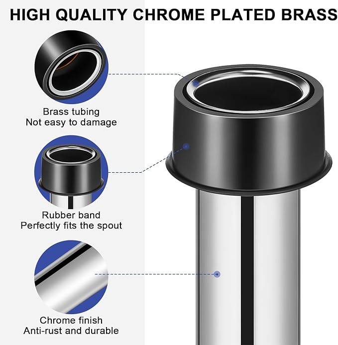 Tatuo 4 Pcs Bar Sink Overflow Pipe 7.48 Inches High Brass Metal Sink Strainer Pipe Dip Overflow Tube Bar Dip Stopper Bathroom Tube Fittings for 1.75 Inch Drains