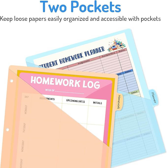 Forvencer 96 Count Binder Dividers with Two Pockets, 8 tab Dividers for 3 Ring Binders Organizer, Binder Divider with Tabs for School Office and Home Organization, Multicolor, 12 Sets