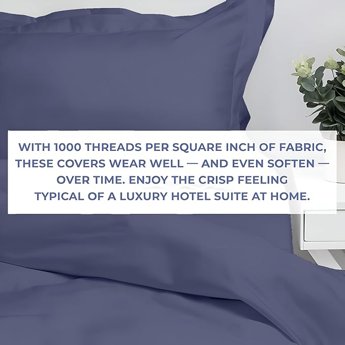 Kotton Culture 120"x 98" 1 Pc Oversized King Duvet Cover Only 100% Egyptian Cotton - Luxury 1000 TC Hotel Quality with Zipper Closure & Corner Ties - Fits Large King Inserts - Mediterranean Blue