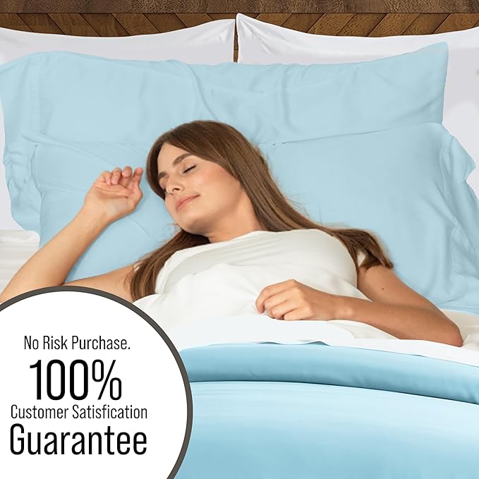 Bella Coterie Luxury Bamboo Viscose King Size Duvet Cover Set | 100% Organically Grown | Corner Ties | Ultra Soft | Cooling | Two Pillow Shams | 106 x 94 | No Insert [Coastal Blue]