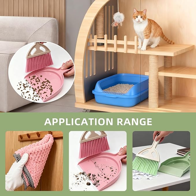 6Pcs Small Dust Pan and Brush Set with Cleaning Cloth - Blue & Green & Pink Brooms, Mini Hand Broom and Dustpan Set Whisk Dustpan Brush Kid Broom for Table Desk Car Keyboard