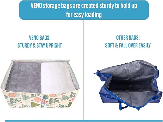 VENO 2 Pack Moving Bags and Large Christmas Decoration Storage Bins with lids. Alternative to Moving Boxes, Packing Supplies for College. Heavy Duty Totes (Pastel Forest, 2 Pack)