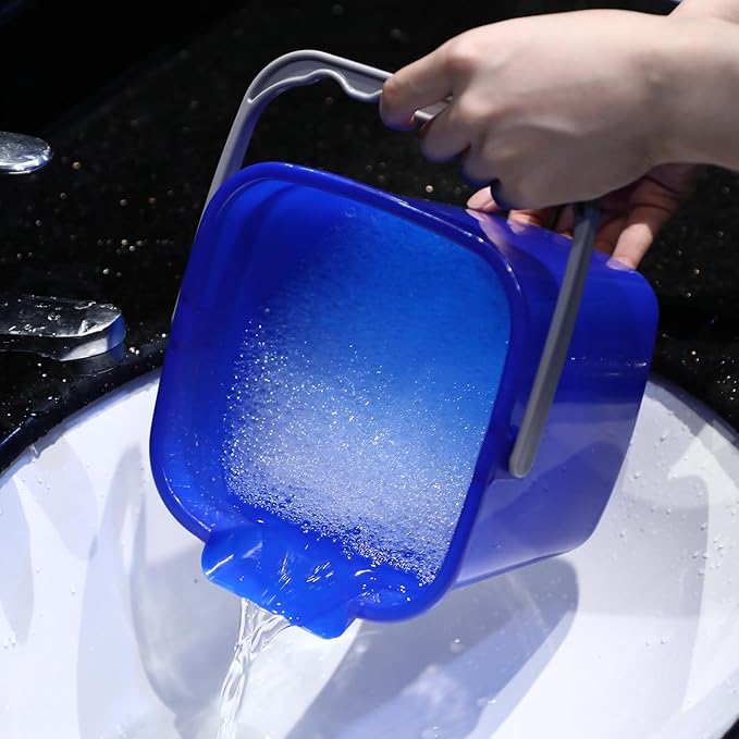 Roshtia 6 Pcs 3 Quart Cleaning Bucket Small Sanitizing Square Bucket Detergent Pail for Home Commercial Restaurant Kitchen Office School (Dark Blue)