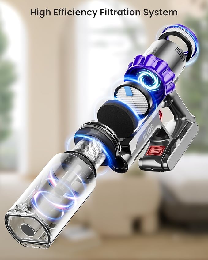 Cordless Vacuum Cleaner,600W 50KPA 65Mins Self-Standing Vacuum Cleaners for Home, Stick Vacuum Cordless with Wall Mount Charging, LED Display, Upgraded Roller Brush for Carpet,Pet Hair,Hardwood Floor