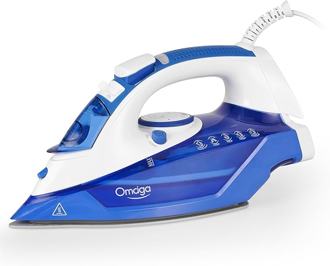 Steam Iron for Clothes, 1500W Clothes Iron with 3-Way Auto-Off, Non-Stick Ceramic Soleplate, Iron for Clothes with 11.84oz Water Tank, Self-Cleaning, Anti-calc, White