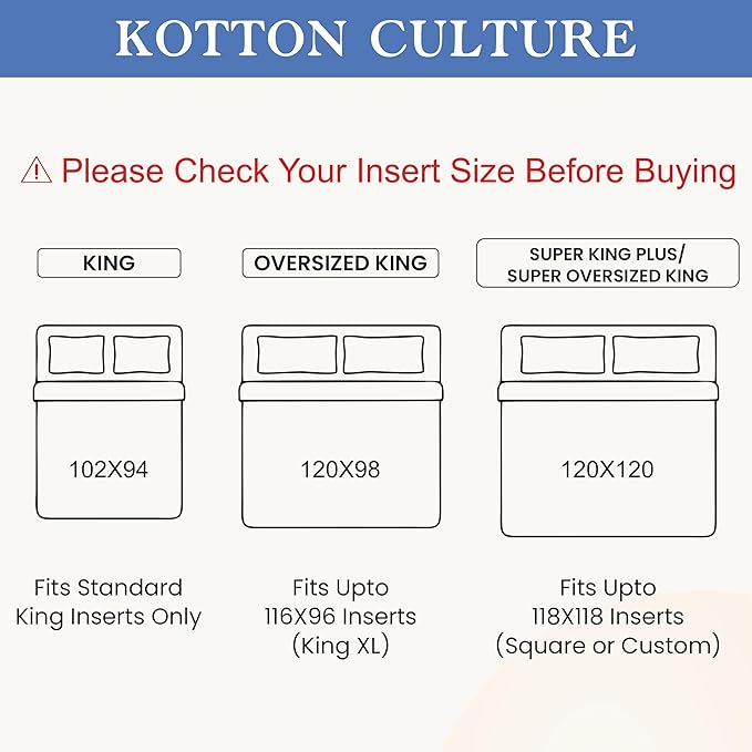 Kotton Culture 120"x120" 3 Pc Super King Plus/Super Oversize King Duvet Cover Set 100% Egyptian Cotton - 1000 TC, Zipper Closure & Corner Ties - Fits Only Extra Large Inserts - Burgundy