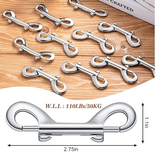 Hotop 20 Pcs 2.75 Inch Double Ended Bolt Snaps Hooks Zinc Alloy Trigger Chain Metal Clips Key Holder for Linking Key Chain Dog Leash Collar Pet Sling Feed Buckets(Silver)