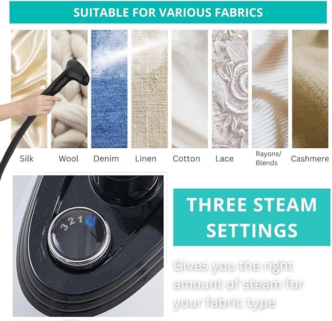 True & Tidy® Pro Commercial Garment Steamer with Extra Large 2.9L (98 oz) water tank, Heavy Duty with 3 Steam Settings, Aluminum Steam Plate, up to 90 mins