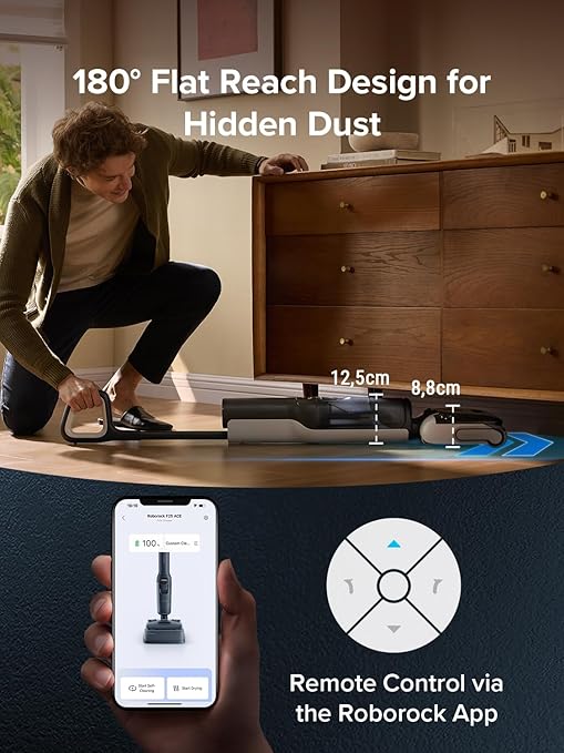 roborock F25 ACE Wet Dry Vacuum Cleaner, Cordless Vacuum Mop All in One for Hard Floor, 20000Pa Hardwood Floor Cleaner with Zero Tangle, 194°F Hot Air Flash Drying Electric Mop, 180° Lie Flat, WiFi