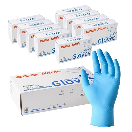 6 mil Disposable Nitrile Gloves, Heavy Duty Disposable Glove, Cooking Gloves, Latex Free, Powder Free (Blue of 1000, Large)