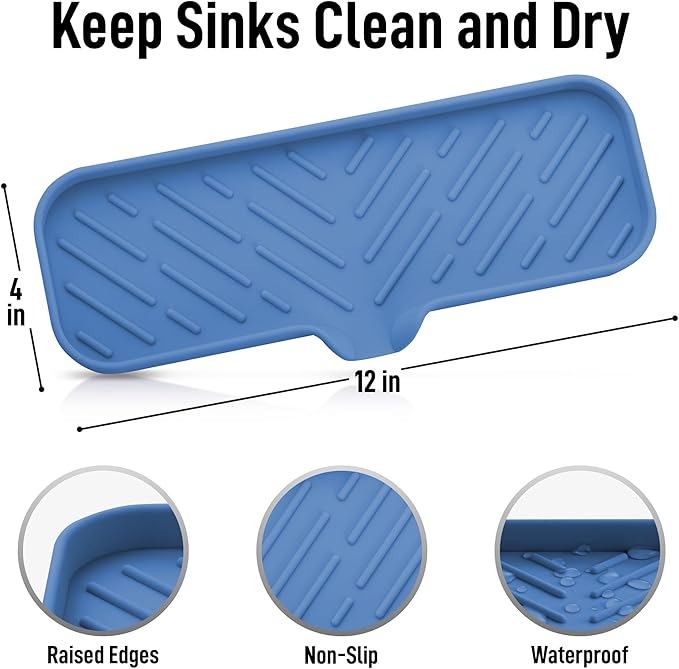 Zulay Kitchen Large Silicone Sponge Holder (12x4) – Flexible Sink Organizer Tray for Kitchen & Bathroom – Multipurpose Soap Dish for Sponges, Makeup, Trinkets & More (Provence Blue)