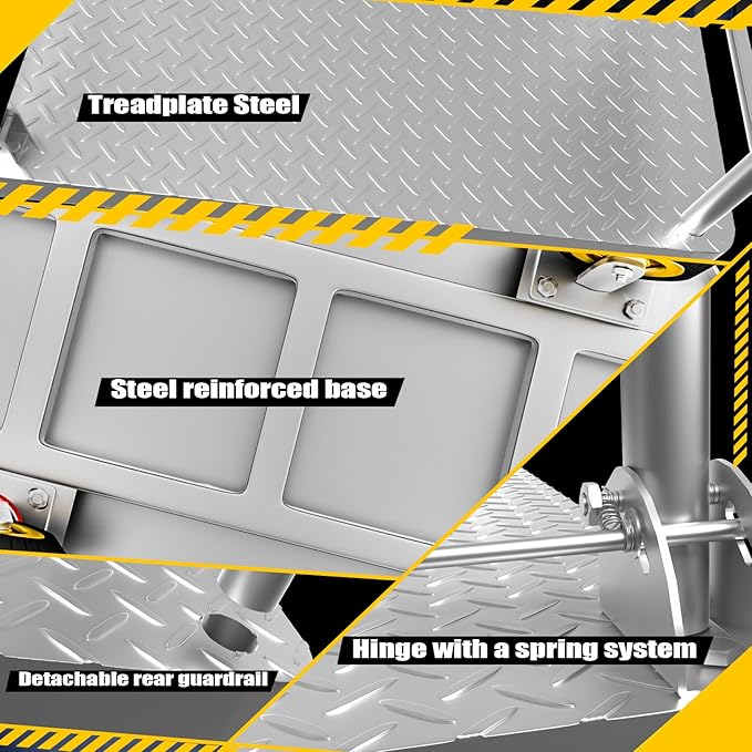 2IN1 48"×24" Platform Truck Cart 2650lbs Heavy Duty Flatbed Cart Dolly w/Detachable Rear Guardrail and Swivel Casters, Push Cart, Work Gloves 2Pairs & 1 Bunge Cord Included