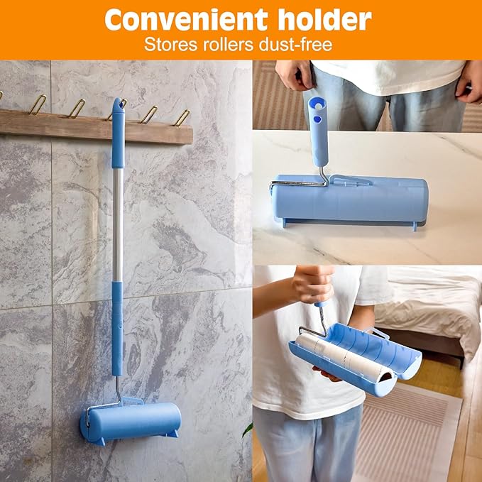 Large Lint Roller for Pet Hair Extra Sticky,9.45''/6.3"Pet Hair Removal Tool Roller for Dog Cat Hair,450 Sheets/5 Refills,Detachable Telescoping Extension Lint Remover Brush for Clothes,Couch,Carpets