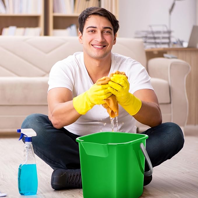 Irenare 8 Pcs Sanitizing Bucket 3 Quart Cleaning Pail Small Detergent Square, Spout and Handle Plastic Utility Sanitizer Buckets for Restaurant Kitchen Home Offices (Multicolor)