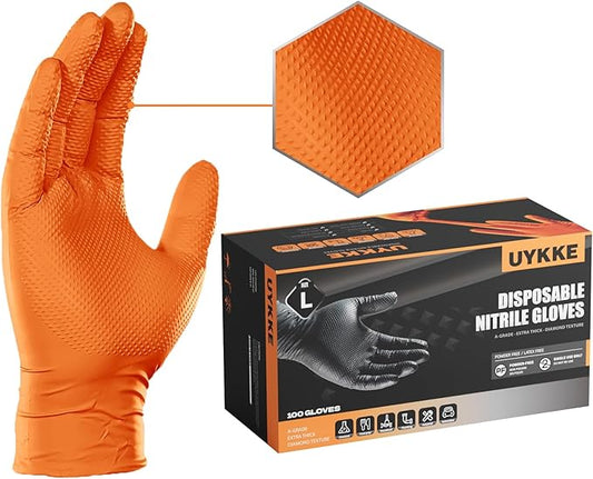 10mil Nitrile Gloves Thick,Industrial Disposable Gloves with Diamond Textured,Heavy Duty Mechanic Glove,Latex Free