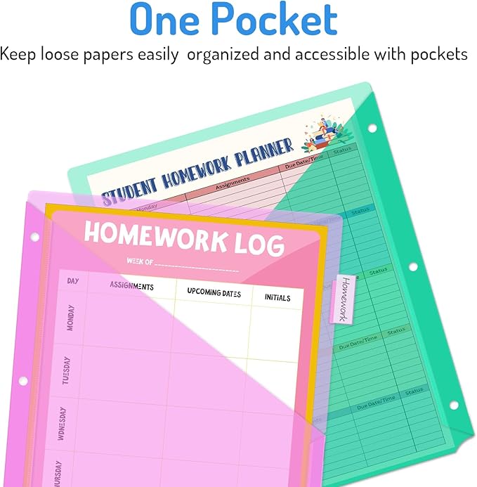 Forvencer 16 Count Dividers for 3 Ring Binder, Binder Dividers with Pocket for US Letter Size, Binder Dividers with Tabs for School Office and Home Organization, Multicolor, 2 Sets