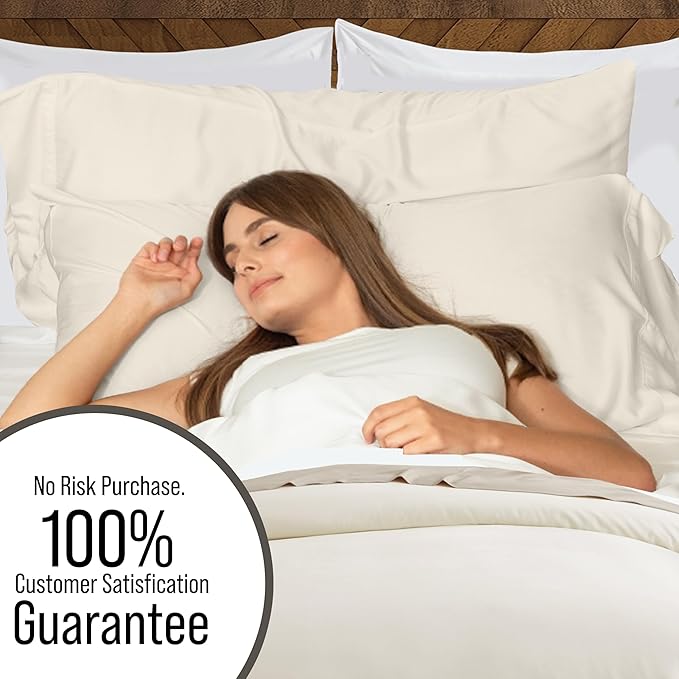 Bella Coterie Luxury Bamboo Viscose California King Size Duvet Cover Set | 100% Organically Grown | Corner Ties | Ultra Soft | Cooling | Two Pillow Shams | 106 x 94 | No Insert [Ivory]