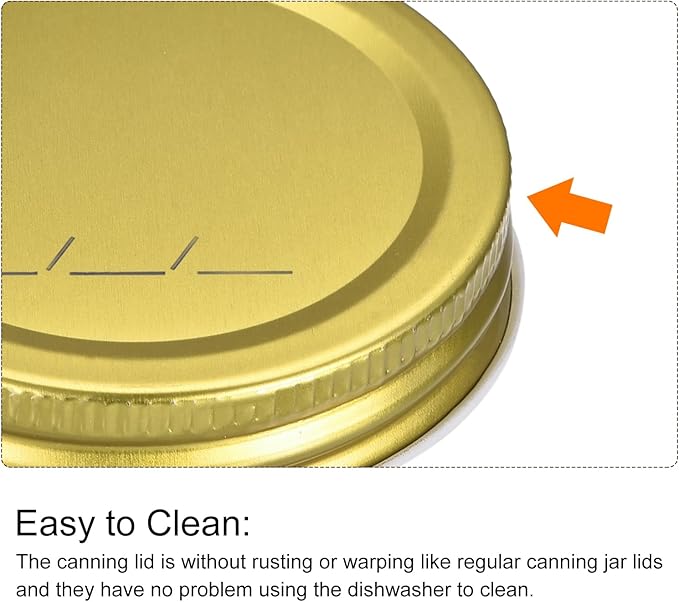 uxcell Mason Jar Lids, 12 Pcs - Tinplate Canning Lids Regular Mouth Leak Proof Fits Storage Jars (Gold)