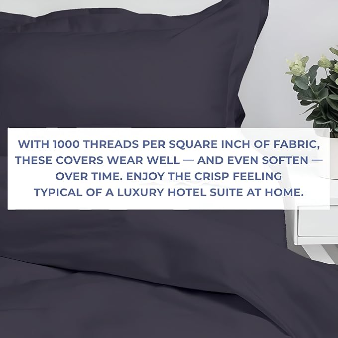 Kotton Culture 120"x 98" 1 Pc Oversized King Duvet Cover Only 100% Egyptian Cotton - Luxury 1000 TC Hotel Quality with Zipper Closure & Corner Ties - Fits Large King Inserts - Dark Grey