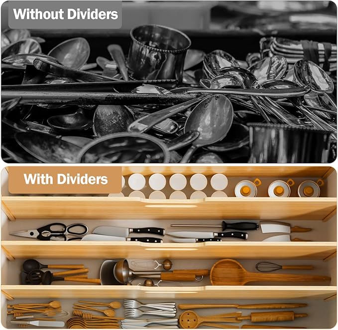 6 Set Trim-to-Fit Wood Tray Dividers for Cabinet, Cookie Sheet Organizer, Multi Layer Embedded Plug-in Board Storage, Cuttable DIY Storage Divider Insert for Kitchen Bedroom Cabinet Closet