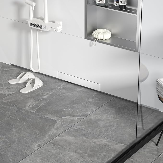 Linear Wall Drain 42’’, 304 Stainless Steel Side Drain w/Tiled Grate & Hair Strainer, Brushed Tiled Shower Drain for Bathroom, CUPC Certified