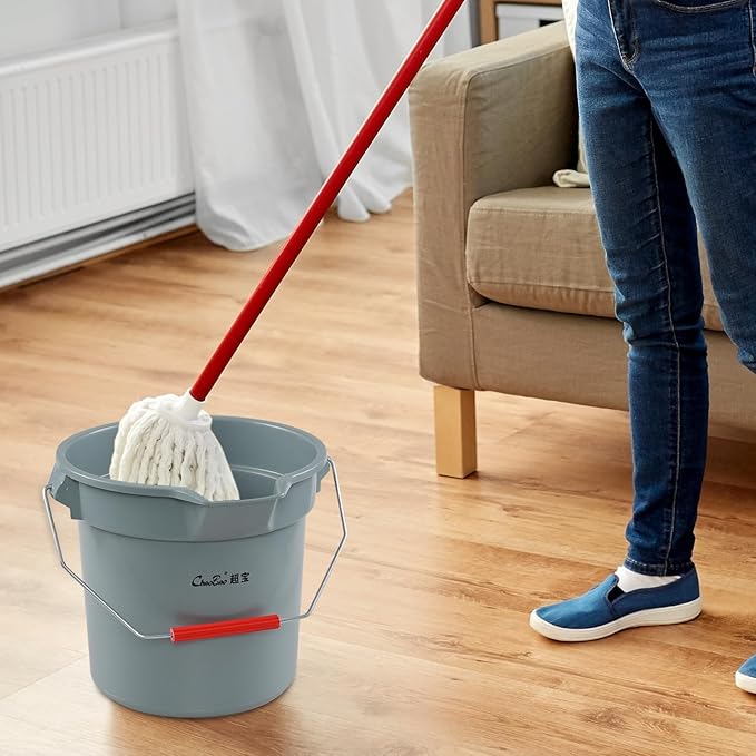 Obstnny 14 Quart Round Cleaning Bucket with Handle, 6 Pack Plastic Heavy Duty Utility Bucket Pail