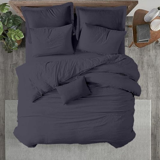 Kotton Culture 1 Pc Queen Size Duvet Cover Only 100% Egyptian Cotton - Luxury 1000 TC Hotel Quality, Soft, Breathable, Comforter Cover with Zipper Closure & Corner Ties (Dark Grey,Queen 90"x 90")