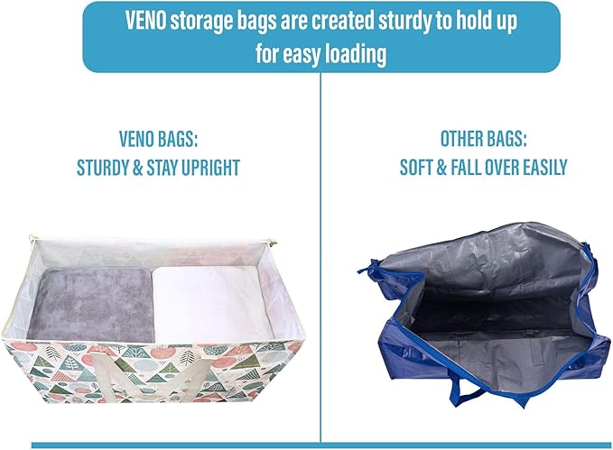 VENO 6 Pack Moving Bags and Large Christmas Storage Bins with lids. Alternative to Moving Boxes, Packing Supplies for College. Extra Large Heavy Duty Totes for Packaging (Pastel Forest, 6 Pack)