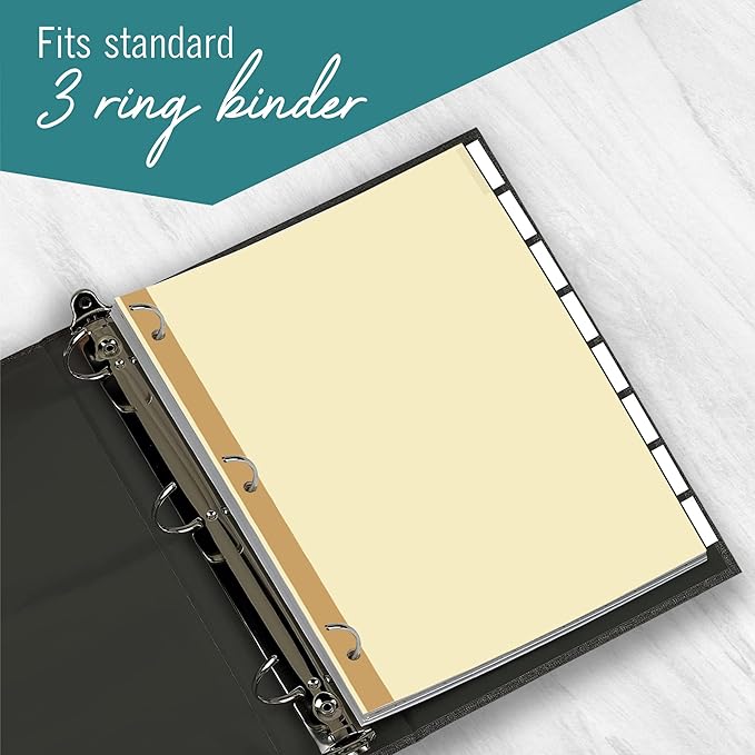 5-Tab Binder Dividers for 3 Ring Binder, Insertable Clear Big Tabs, Letter Size Paper Divider, 8.5 x 11 inch, 6 Sets (30 Dividers Total)