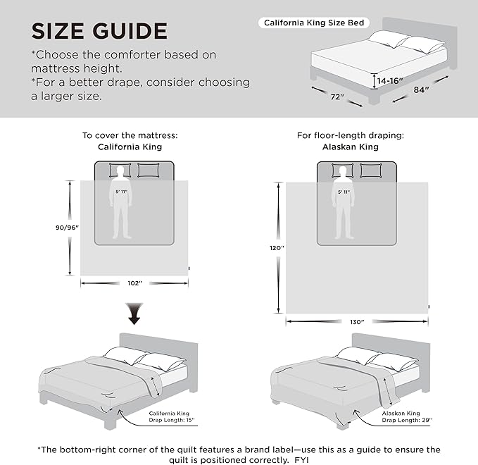 Bedsure Comforter Duvet Insert - Quilted Comforters Alaskan King, All Season Duvet, GentleSoft Down Alternative Bedding, with 8 Tabs, Gifts for Women/Men, White,Alaskan King 130x120 Inches