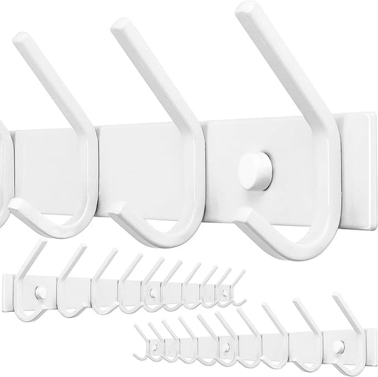 WEBI Coat Rack Wall Mounted,10 Hooks,30" Long Coat Hooks Wall Mount,Coat Hanger Wall,Hook Rack,Jacket Hooks for Hanging Coats,Hats,Clothes,White,2 Packs