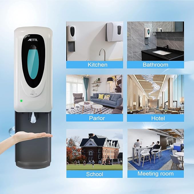 Touchless Automatic Foaming Hand Soap Dispenser Wall Mount, Motion Sensor Foam Liquid Refill Bottle Sanitizer Dispensing for Bathroom Kitchen Home Farmhouse Station 1306-s