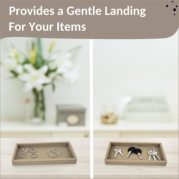 Countertop and Vanity Tray - Small 7.7” Silicone Tray for Soap Dispenser Bottles, Bathroom Trays, Kitchen Sink Trays, Sink Caddy Kitchen Sinks Organizer, Soap Dish & Sponge Holder Mat