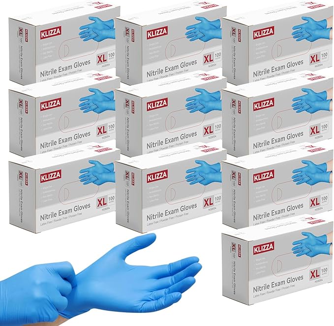 Nitrile Gloves Disposable, Latex and Powder Free Cleaning Rubber Gloves, 4 Mil Thick Safe for Food Prep, Cooking, Exam