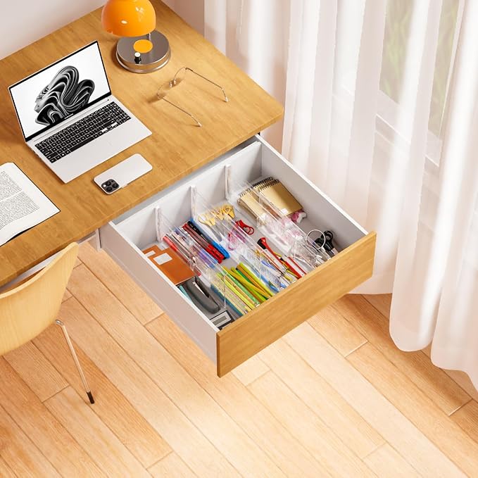 Yieach 5 Pack 6 Inch Tall Acrylic Drawer Divider for Clothes-Expandable from 12.3-18''-Adjustable Dresser Deep Drawer Dividers for Baby Clothing,Underwear,Clear in Drawer Separators for Kitchen,Office