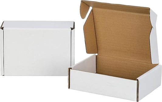 100 Pack 7x5x2 inches Shipping Boxes, Kraft Corrugated Small Cardboard Boxes Mailers for Mailing Packing, White