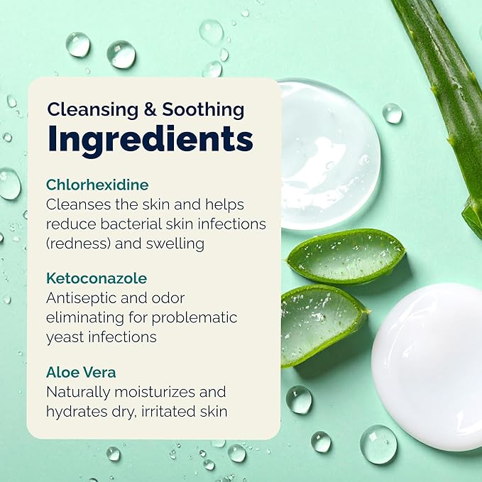 Vetnique Dermabliss Advanced Strength Medicated Antibacterial Wipes for Dogs with Chlorhexidine for Infections, Irritation & Redness Relief