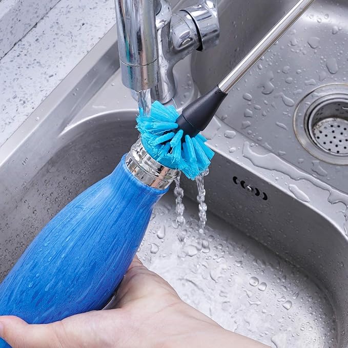 Stainless Steel Water Bottle Brush, Long Handle Scrubbing Brush, Built for Cleaning Sports Bottles, Baby Bottles, Cups, Coffee Mugs, Glasswares, Wine Decanters, Flask, 2 Pack, 13 in