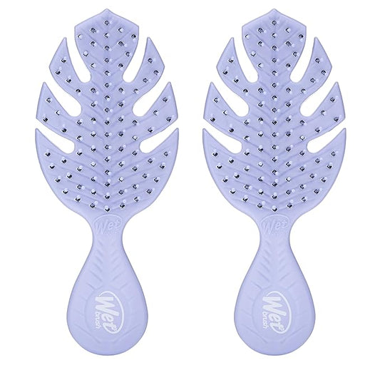 Wet Brush Go Green Mini Detangler, Purple - Detangling Travel Hair Brush - Ultra-Soft IntelliFlex Bristles Glide Through Tangles & Gently Loosens Knots While Minimizing Pain & Breakage (Pack of 2)