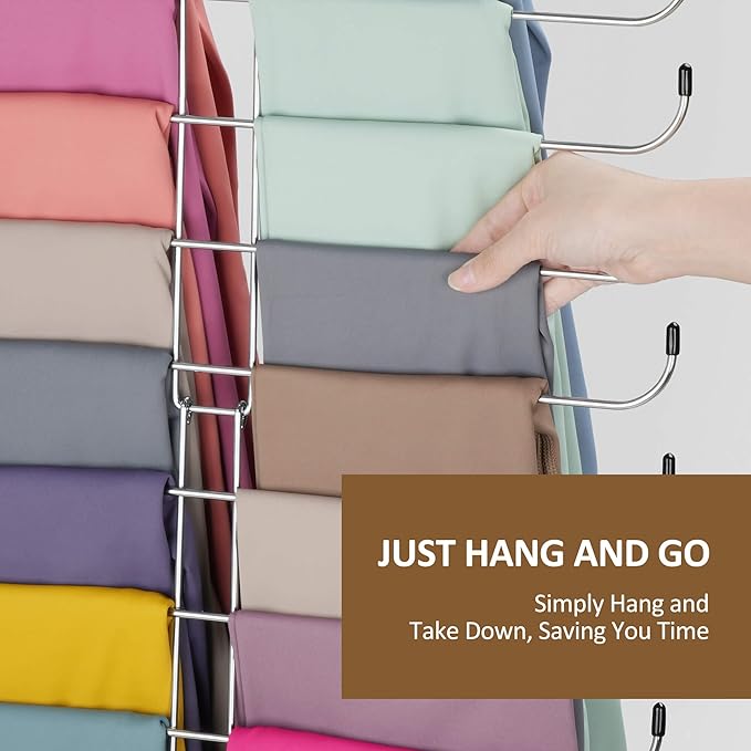 ZEDODIER Legging Organizer for Closet, 2 Pack Rotatable Yoga Pants Hanger for Women's XS-XL and Girls' Leggings, Holds Up to 40 Pairs, Space-Saving Closet Organizers and Storage, Silver