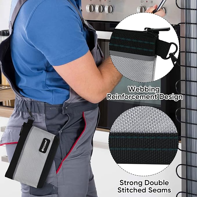 TICONN Tool Pouches with Zipper, 1680D Oxford Small Tool Bags, Waterproof Utility Bag Zipper Pouch for Tool Organizers and Storage (3 Pack Combo)