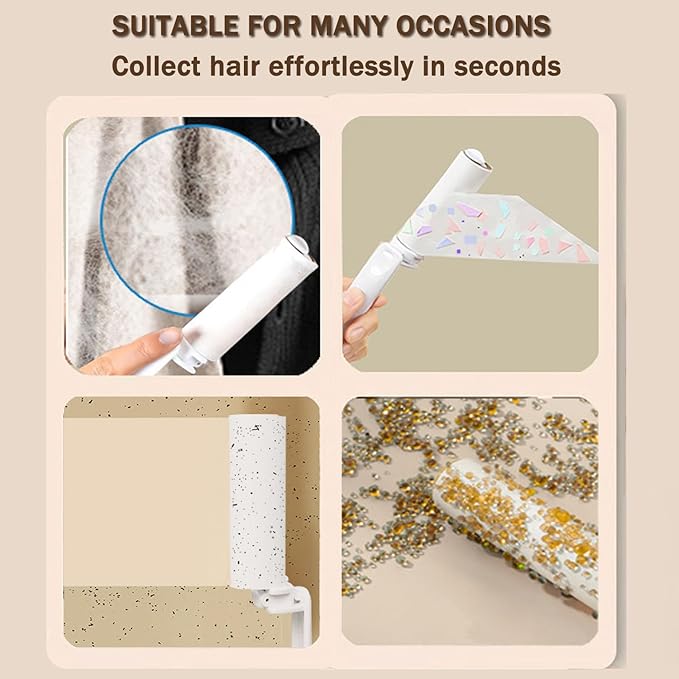 Mini Lint Roller with 150 Sheets, Travel Size Portable Lint Roller Compact Pet Hair Remover with 5 Refills, Sticky Dust Fuzz Fur for Travel Household (White)