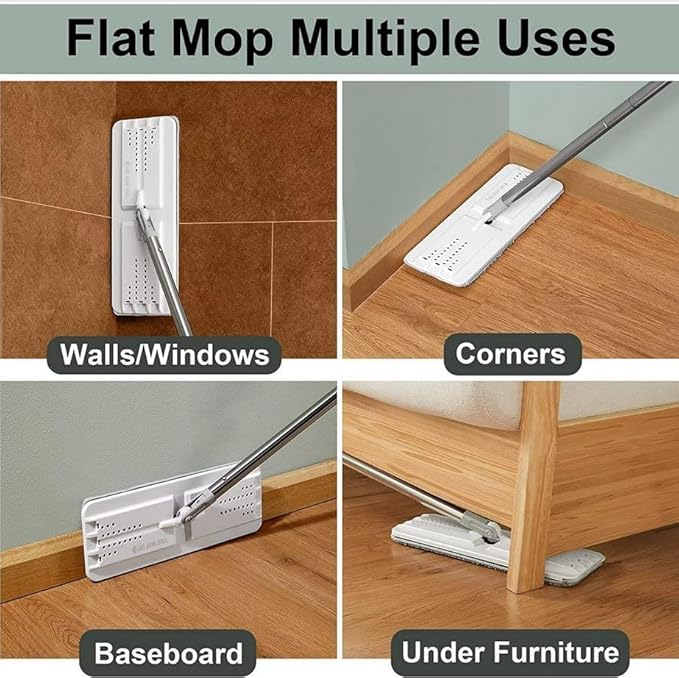 JOYMOOP Mop and Bucket with Wringer Set for Home, Flat Mop and Bucket System, Mops for Floor Cleaning and Wall Cleaner, with 3 Reusable Microfiber Mop Pads