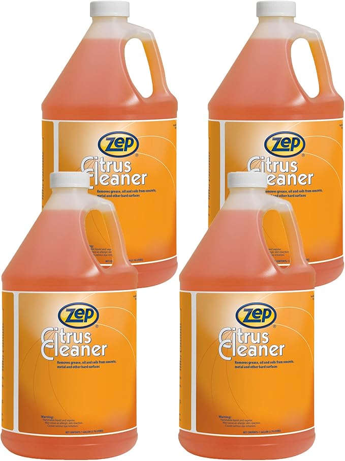 Zep Citrus Cleaner and Degreaser - 1 Gallon (Case of 4) 45524 - Concentrated, Removes Grease, Grime, Oil and Soils from Concrete, Metal and Other Hard Surfaces