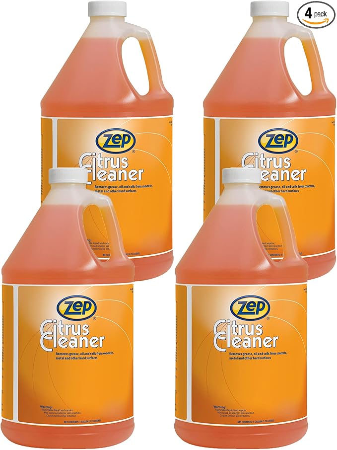 Zep Citrus Cleaner and Degreaser - 1 Gallon (Case of 4) 45524 - Concentrated, Removes Grease, Grime, Oil and Soils from Concrete, Metal and Other Hard Surfaces