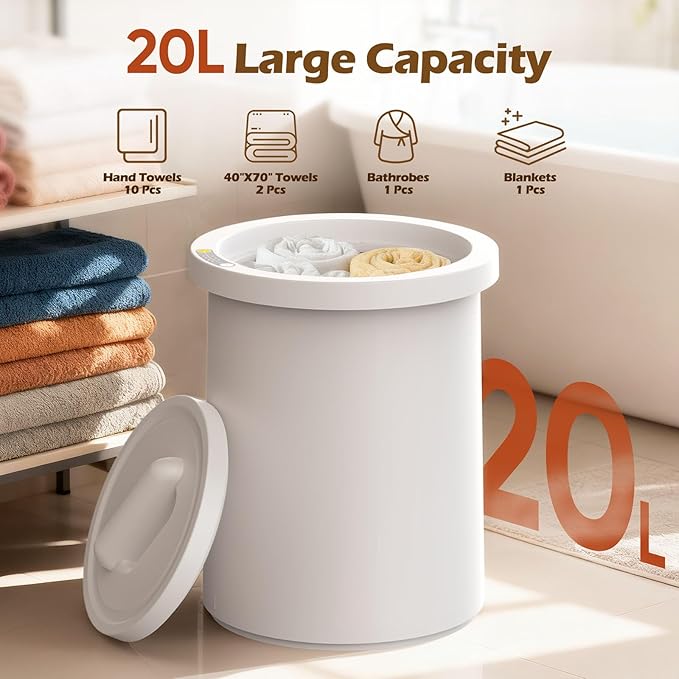 Large Towel Warmers for Bathroom - Fast Heated Blanket Warmer,Fits Up to Two 40"X70" Oversized Towels,Blankets,Bathrobes,Auto Shut-Off Timer,Hot Towel Warmer Bucket for Home SPA