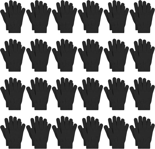 Cooraby 24 Pairs Kids Gloves Winter Magic Gloves Warm Knitted Stretchy Full Fingers Glove for 6-11 Years