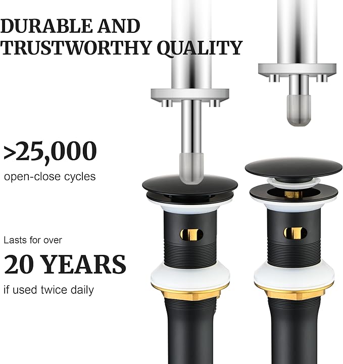 Pop up Sink Drain Stopper for Bathroom Vessel Vanity Sink Art Basin Matte Black ，Big Cap with Overflow, Metal Pop-up Drain Strainer with Detachable Basket Stopper