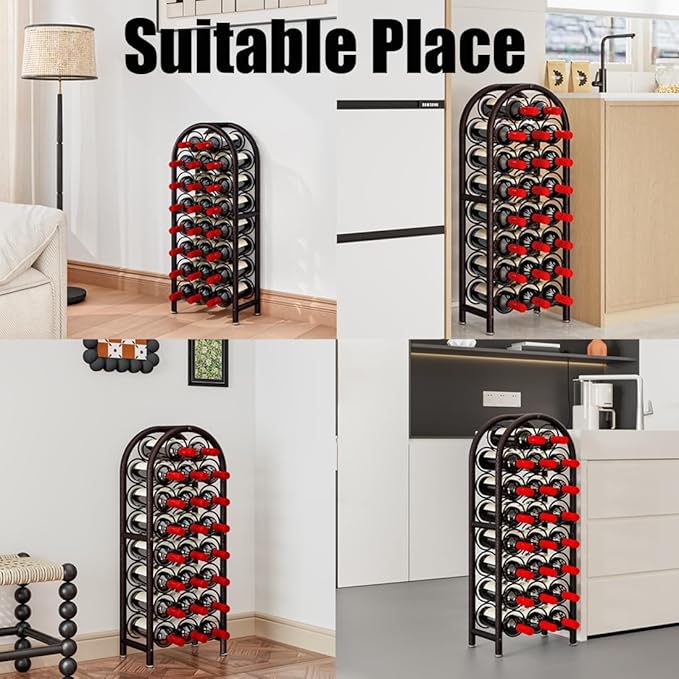 Wine Rack Freestanding Floor Metal Holders Stands Organizer Storage 23 Bottles (Brown)