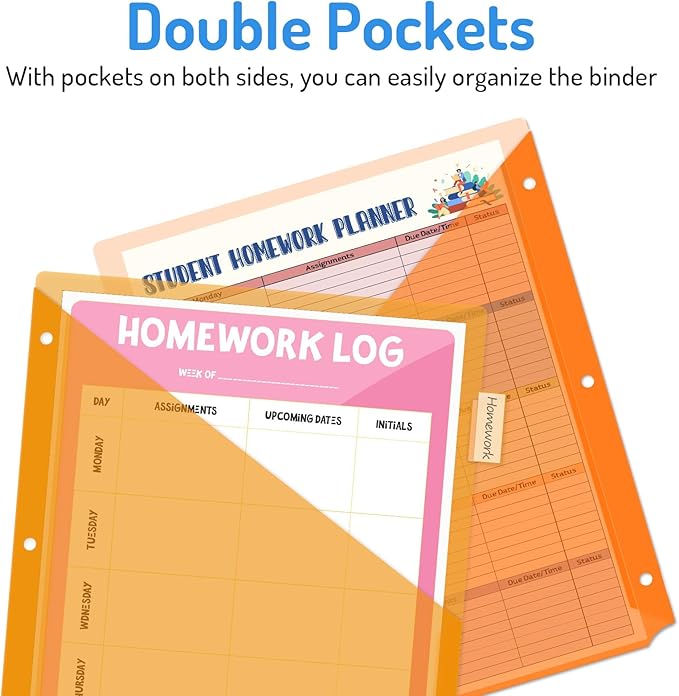 Forvencer 8 Count Dividers with Two Pockets, 8 tabs Binder Dividers for 3 Ring Binder Organizer, Multicolor, 1 Set